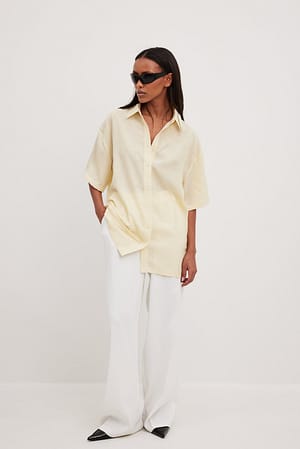 Cream Structured Short Sleeve Shirt