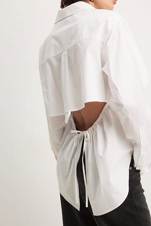 White Open Back Detailed Cotton Shirt