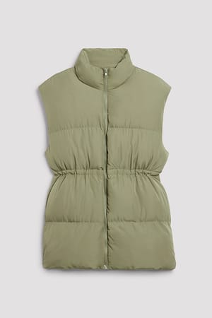 Khaki Oversized vattert vest