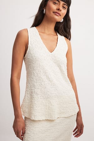 Offwhite Structured Sleeveless Top