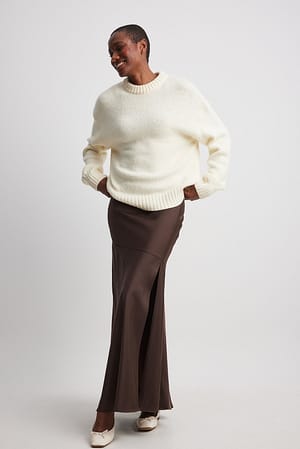 Offwhite Sweter z dzianiny z okrągłym dekoltem
