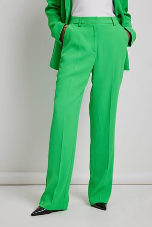 Green Gerade geschnittene, taillierte Anzughose