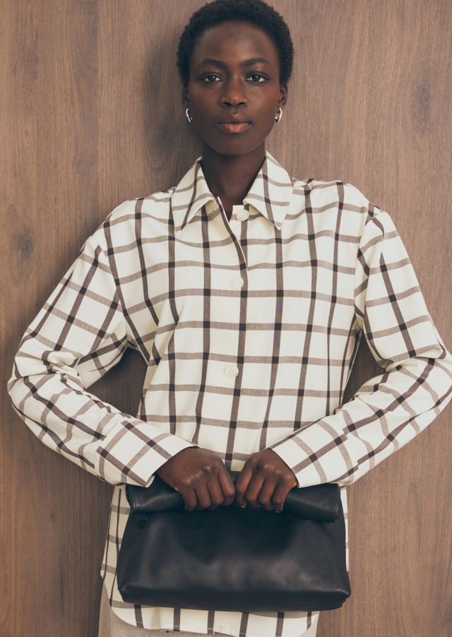 nakd fashion plaid dress Checked High Slit Maxi Dress Brown