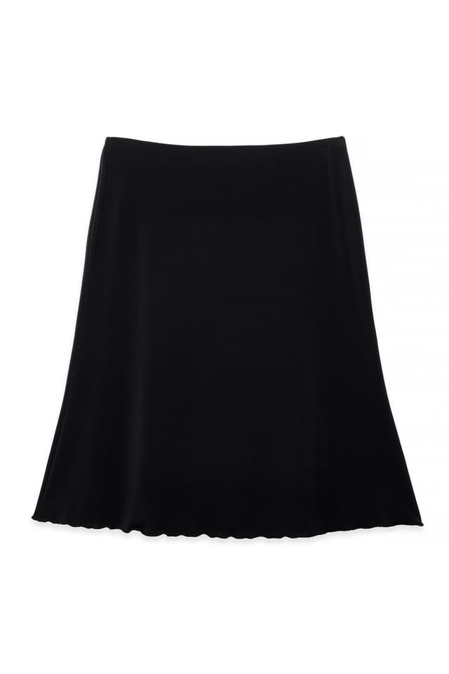 Black Knee Length Jersey Skirt