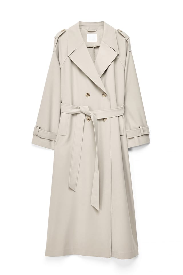 Beige Langer Trenchcoat