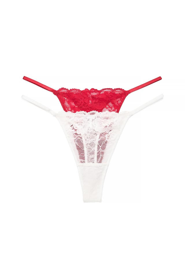 Red/White Lot de 2 strings tanga