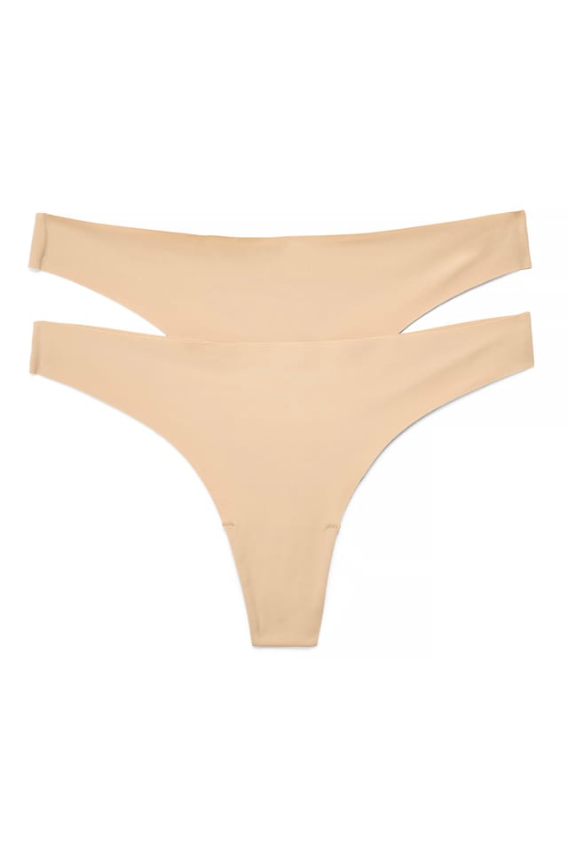 Beige 2-pack Invisible Thong