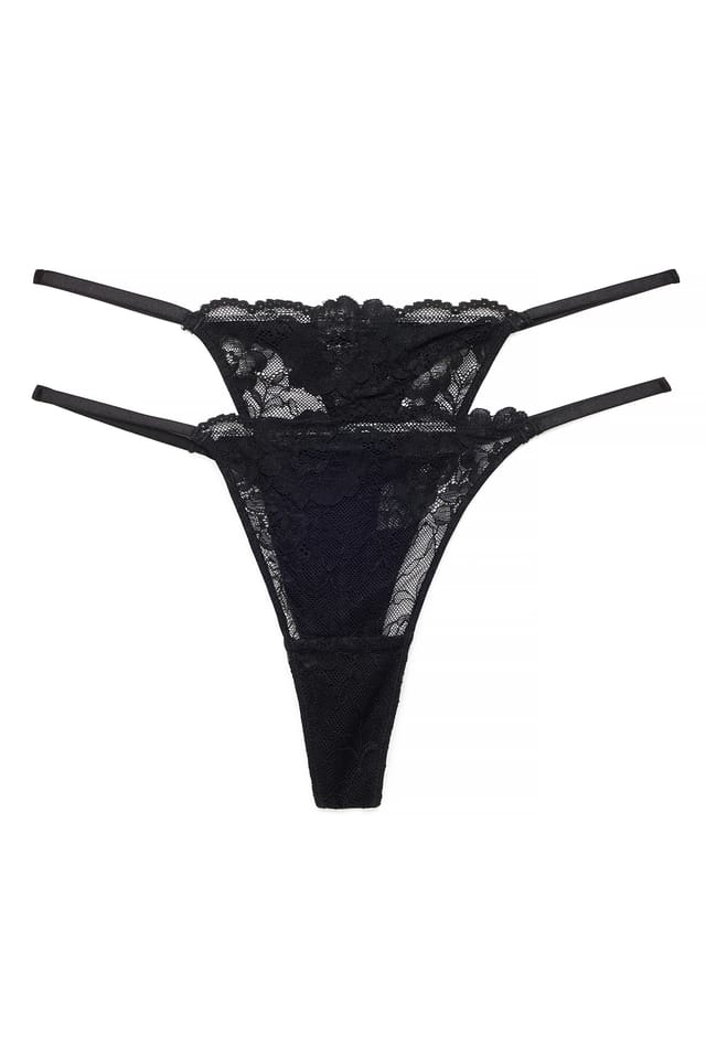 Black Lot de 2 strings tanga