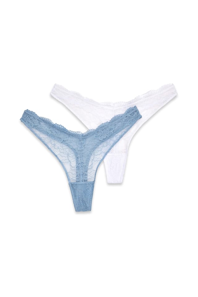 Light Blue/White Lot de 2 strings en forme de V