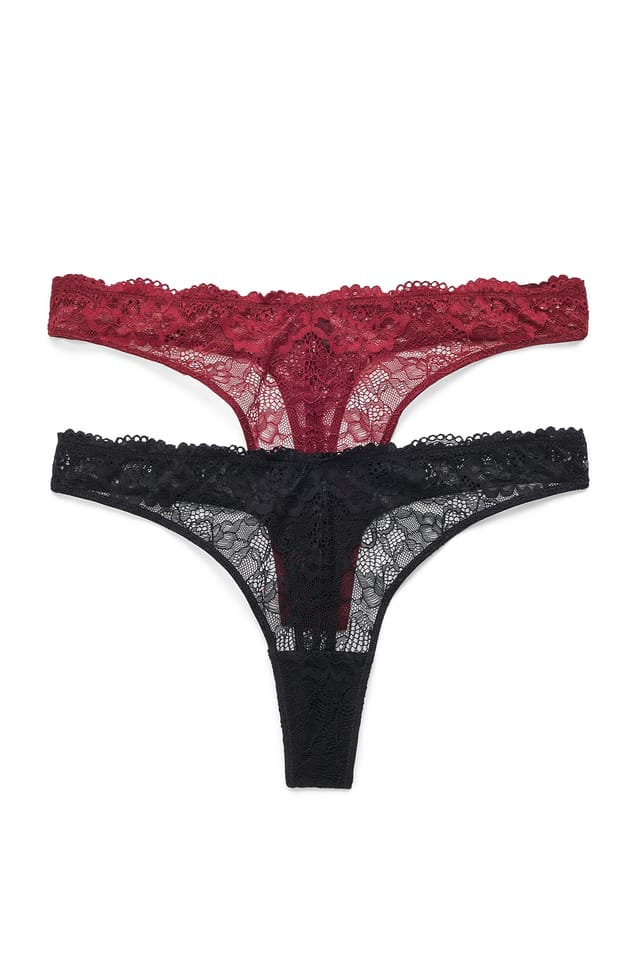 Burgundy 2-pack V-shape Thong