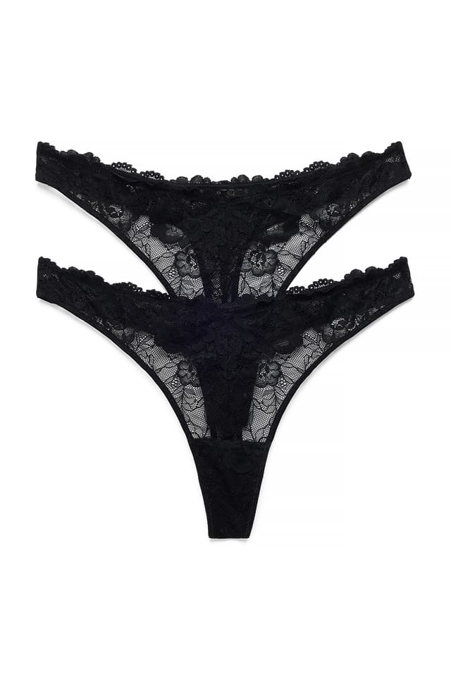 Black 2er-Pack V-Form Tanga