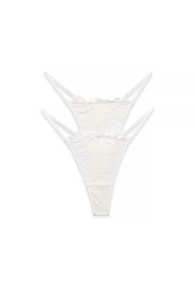 White Lot de 2 strings tanga