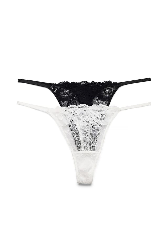 Black/White Lot de 2 strings tanga