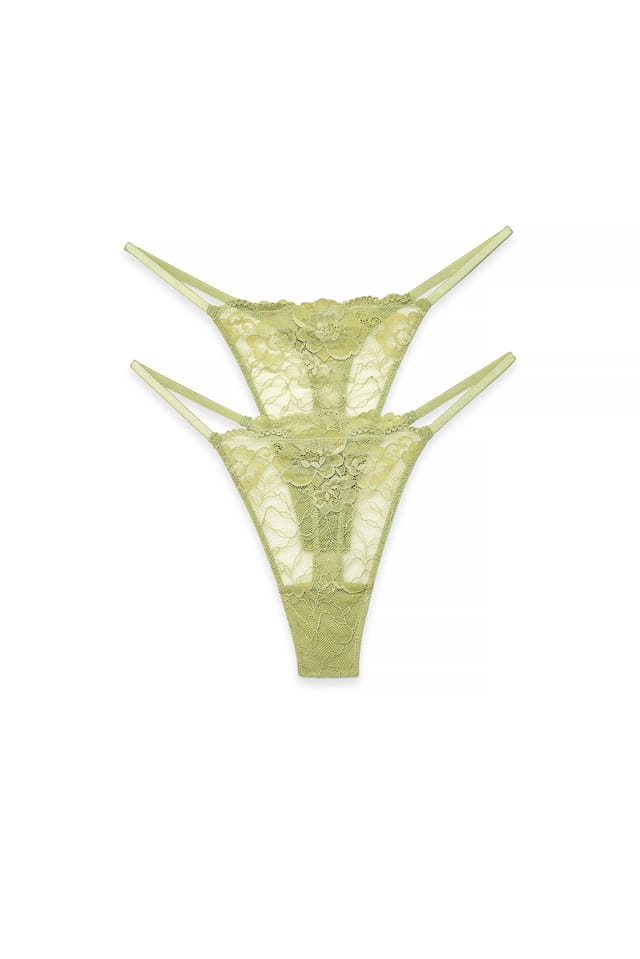 Light Green Lot de 2 strings tanga