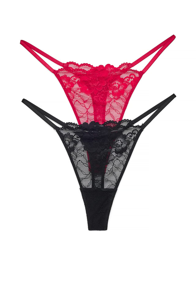 Red Lot de 2 strings tanga