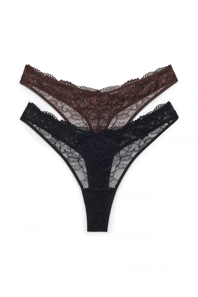 Brown Lot de 2 strings en V