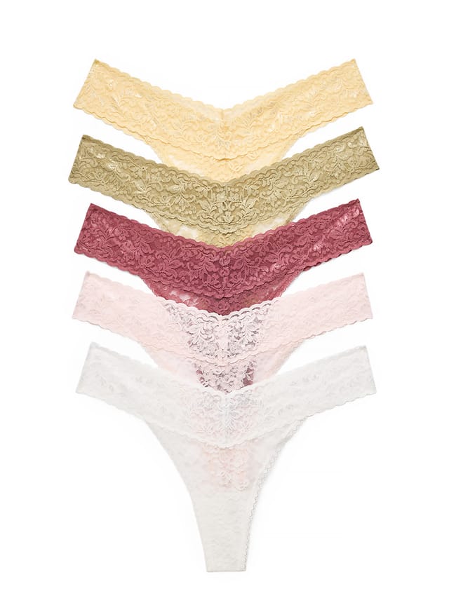 Light Yellow 5-pack spetsband stringtrosor