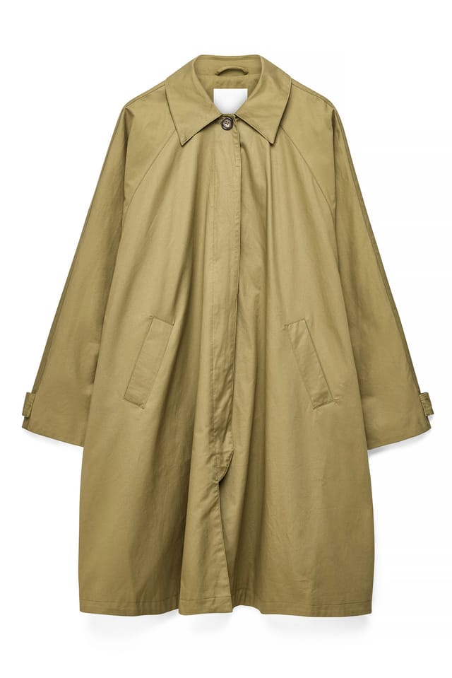 Khaki Green Trenchcoat mit A-Linie