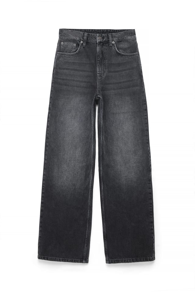 Dark Grey Vaqueros anchos de talle alto Alley