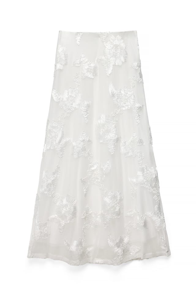 Offwhite Maxikjol med applikation
