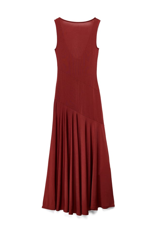 Burnt Orange Asymmetric Maxi Dress