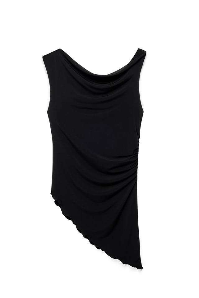 Black Asymmetrische jersey top