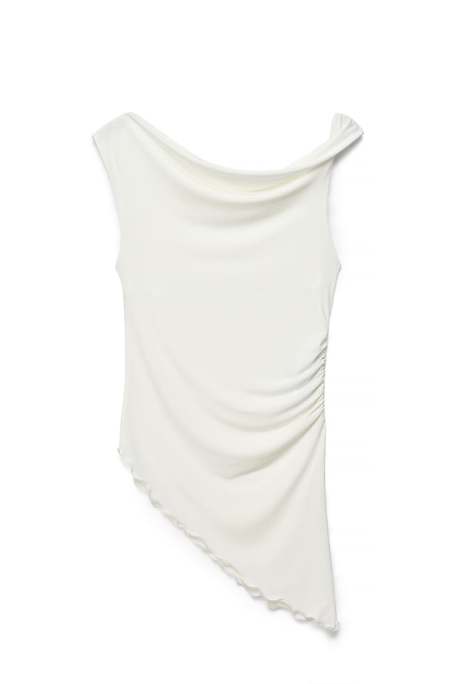 Greige Asymmetrische jersey top