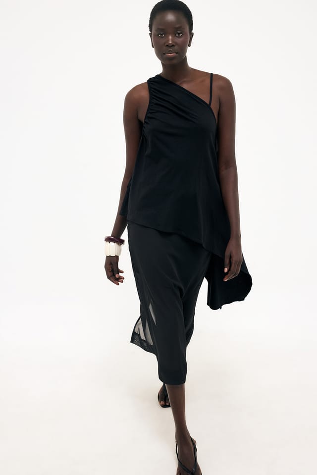 Black Asymmetric Jersey Top