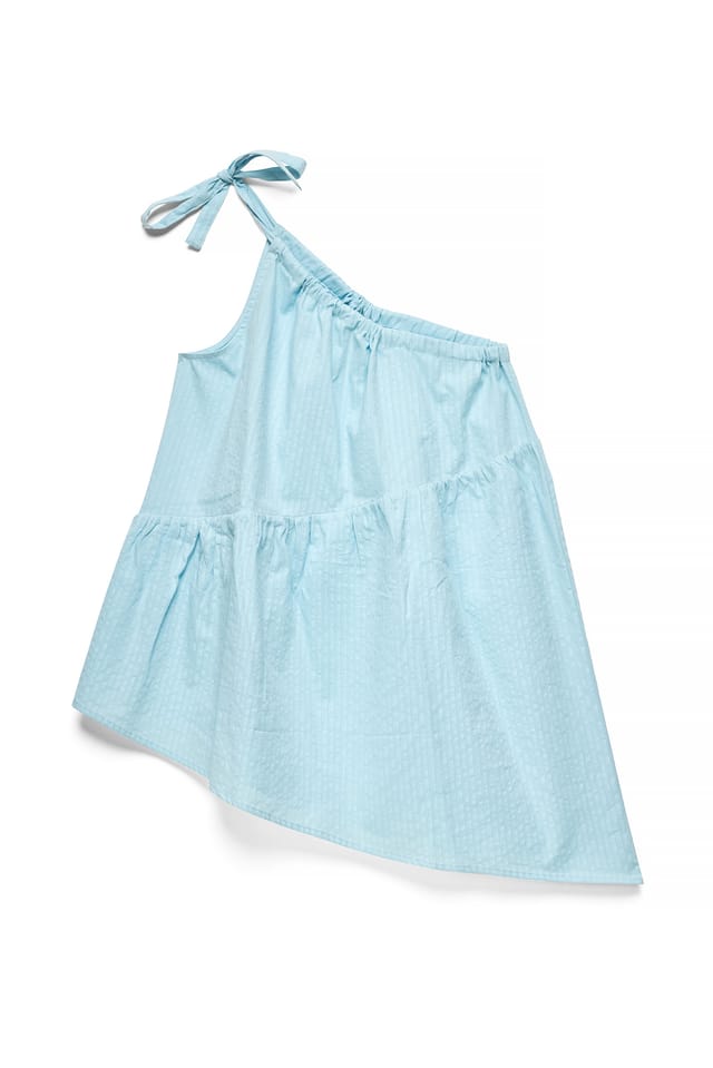 Light Blue Asymmetrisches Ein-Schulter-Top
