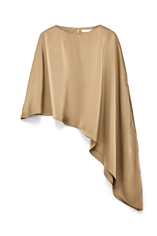 Beige Asymmetrisk topp i satin