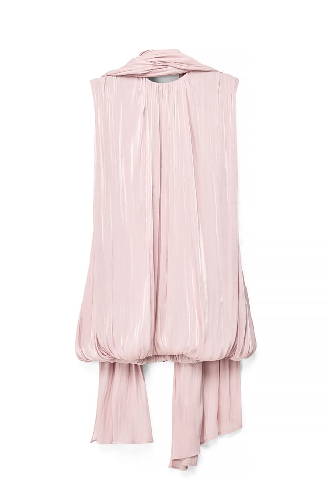 Light Pink Miniklänning med ballongfåll och scarf-detalj