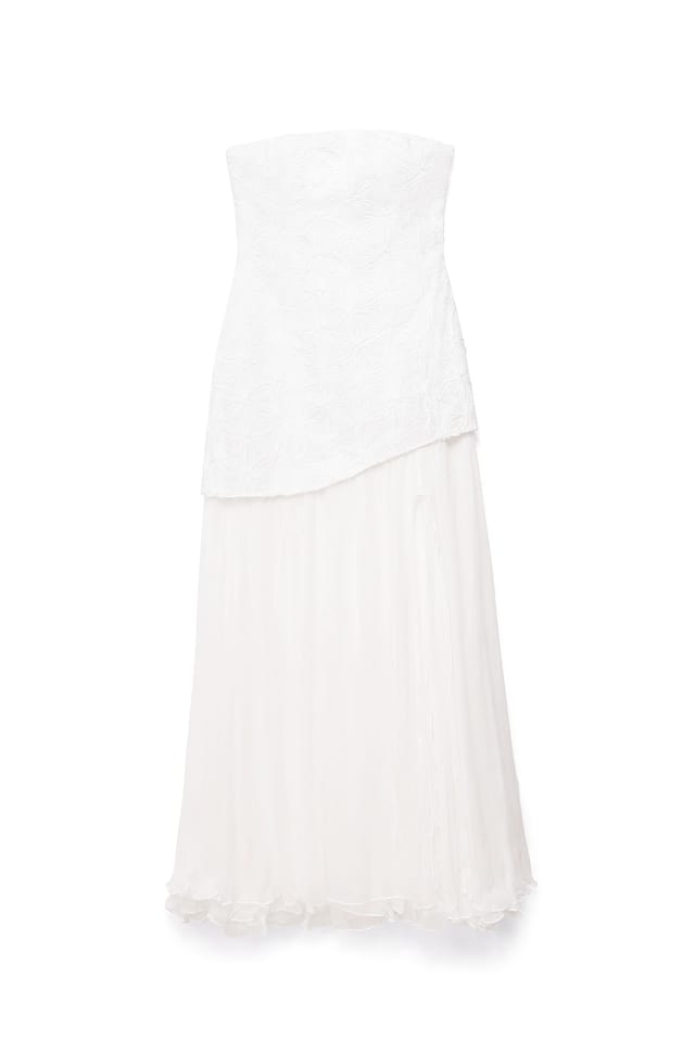 White Bandeau Two Layer Maxi Dress
