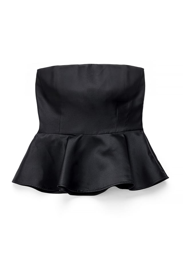 Black Bandeau Peplum Topp