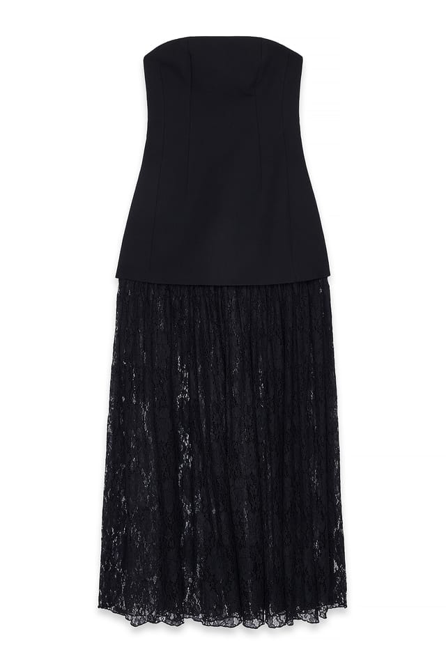 Black bandeau Skaterkleid aus Spitze