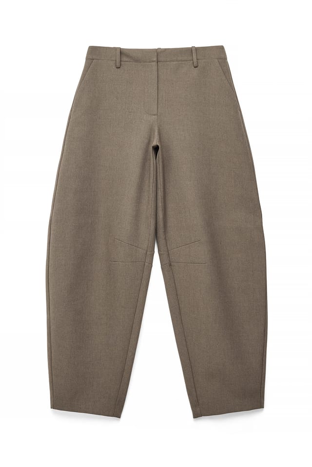 Dark Brown Pantalon coupe baril à taille mi-haute