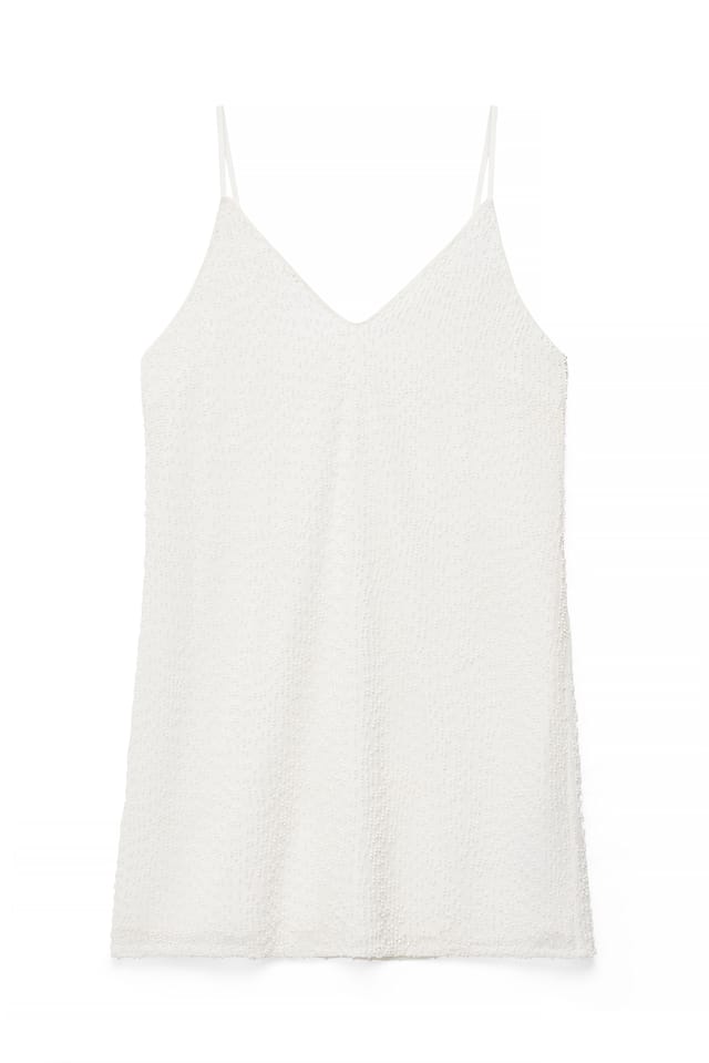 White Beaded Strap Mini Dress
