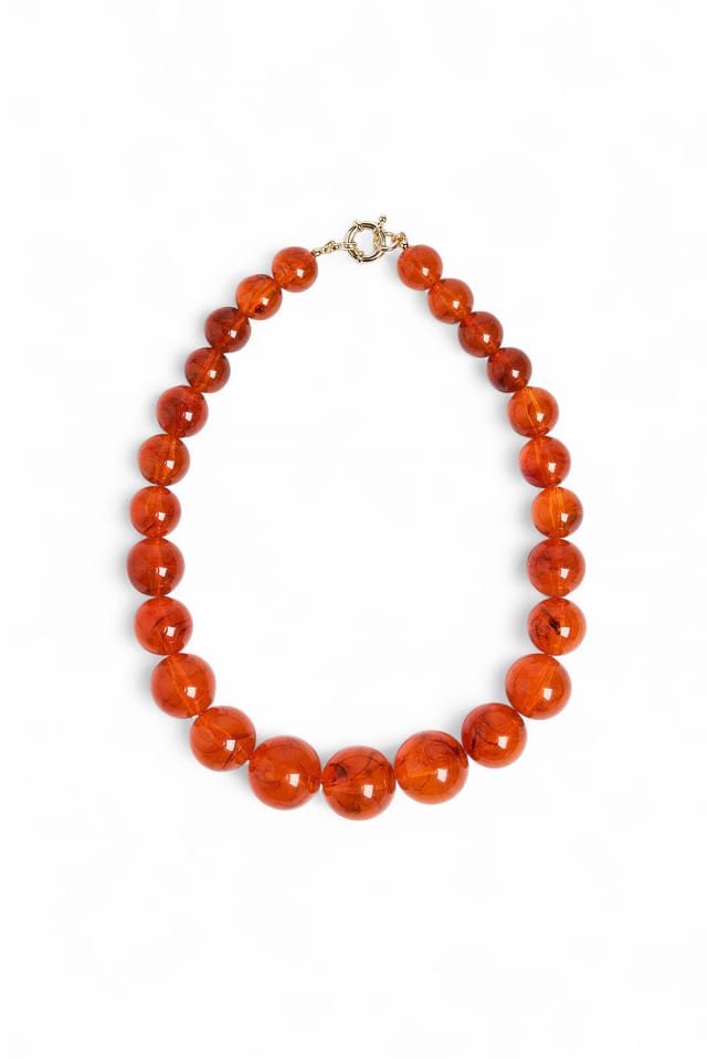 Orange Halskjede med perler