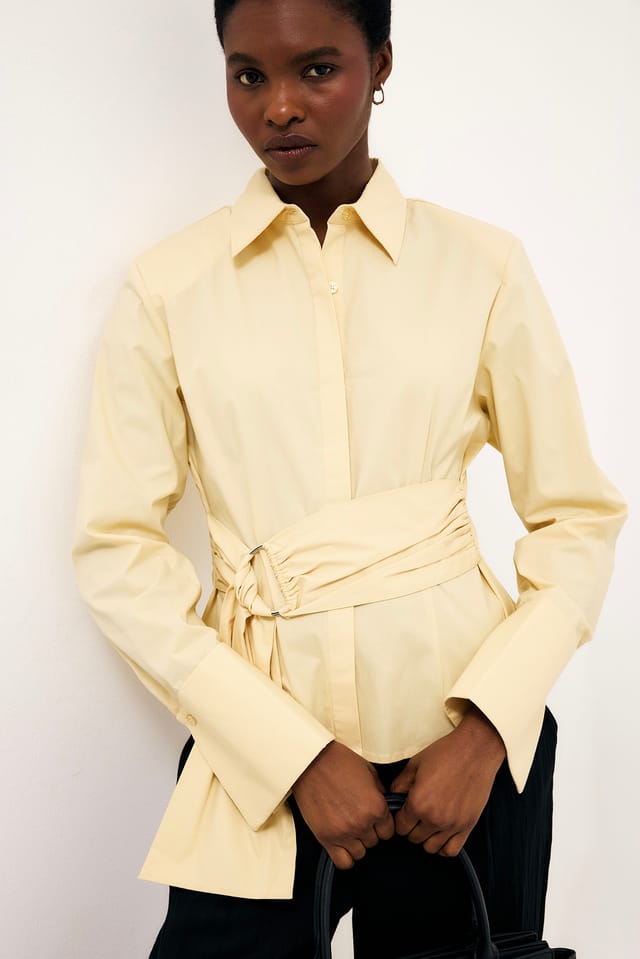 Yellow Belt Detail Fitted Shirt