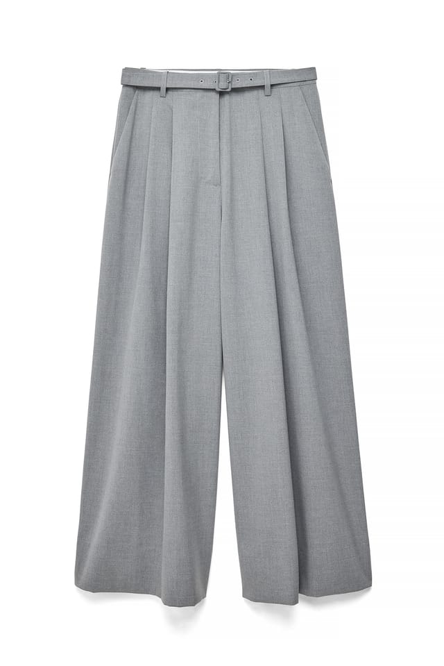 Grey Melange Pantalon ceinturé