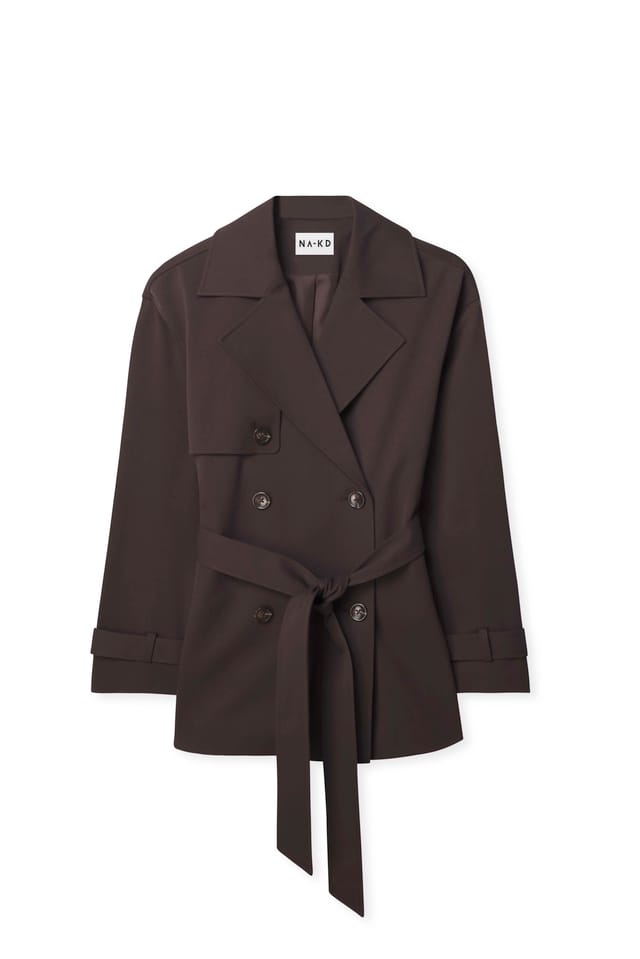 Brown Kort trenchcoat med bälte