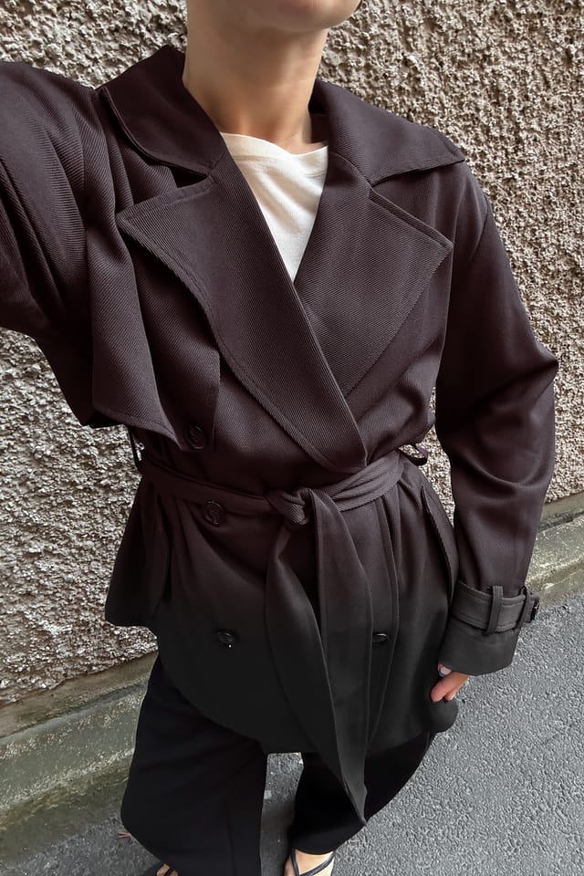 Brown Belted Short Trenchcoat