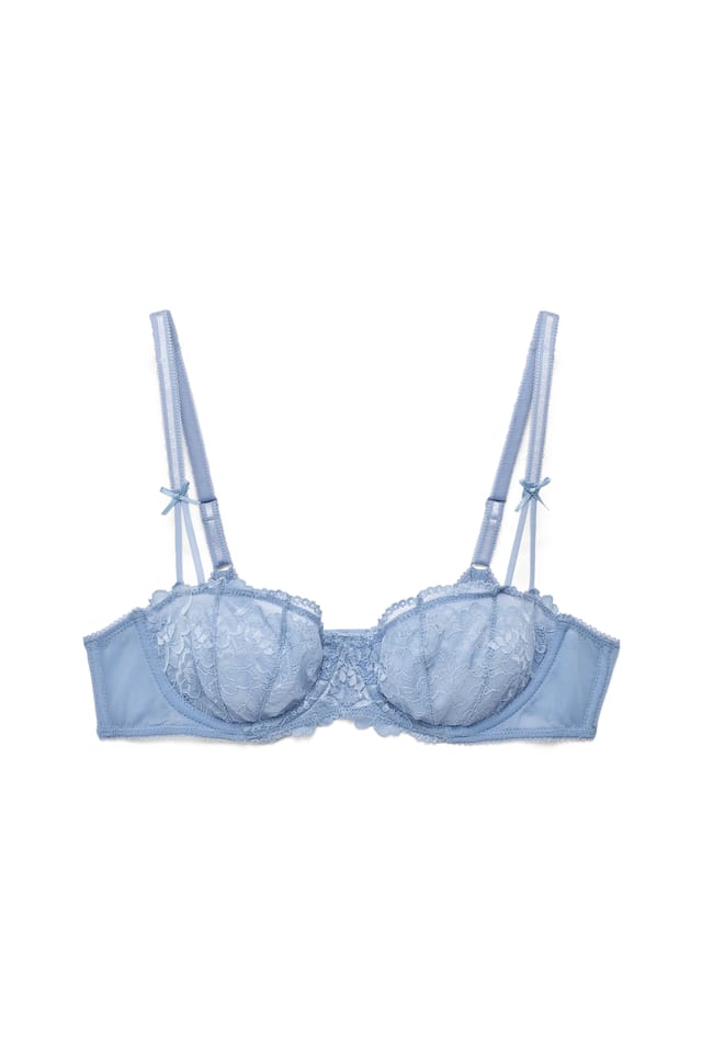 Light Blue Balconette-bh med rosettdetalj