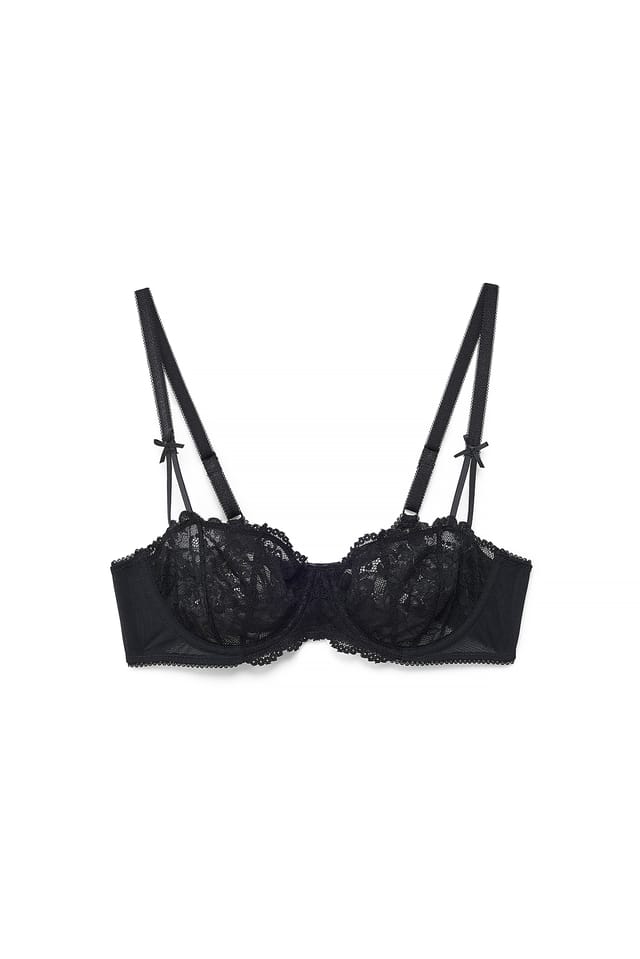 Black Bow Detail Balconette Bra