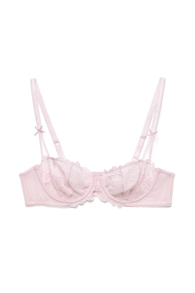Light Pink Soutien-gorge balconnet avec nœud