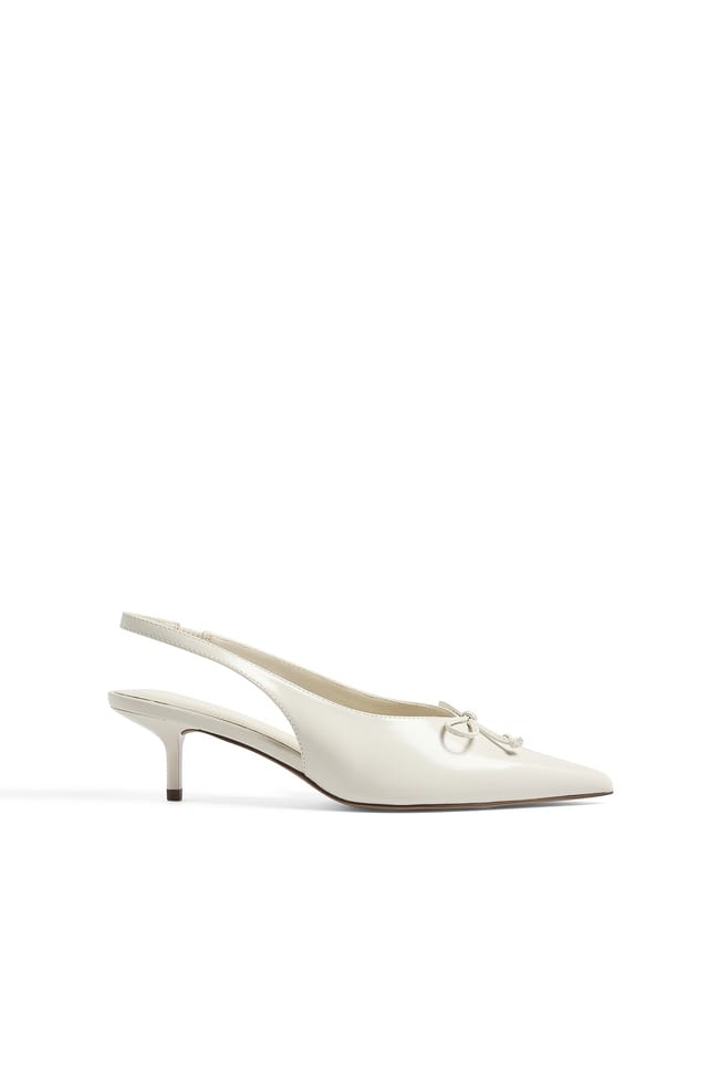 Offwhite Bow Detail Slingback Pumps