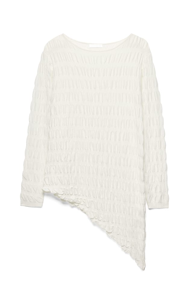 Offwhite Bubble Knit Asymmetric Top
