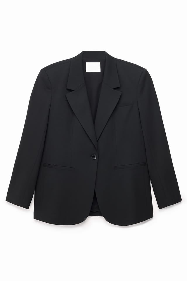 Black Buckle Detail Oversized Blazer