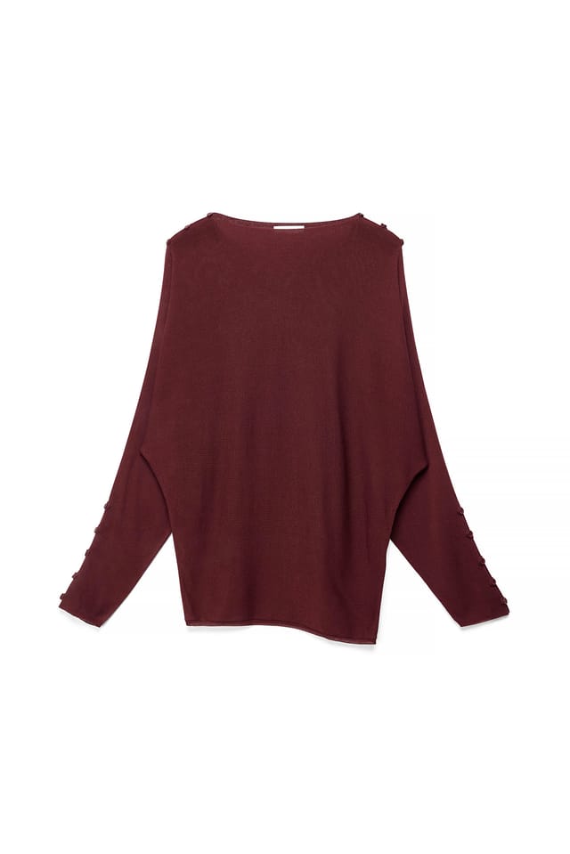 Dark Plum Pull en tricot à détails de boutons
