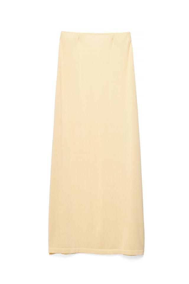 Yellow Strikket Maxi Skjørt