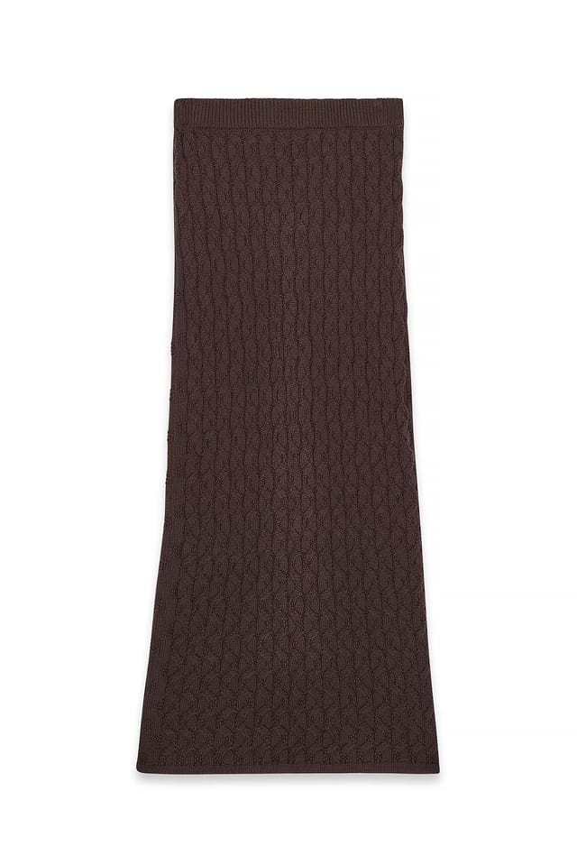 Brown Cable Knitted Maxi Skirt